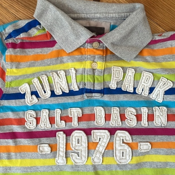 H&M Youth Boys Colorful Stripe Zuni Park Salt Basin Collar Polo Shirt 10 12 - Picture 2 of 5